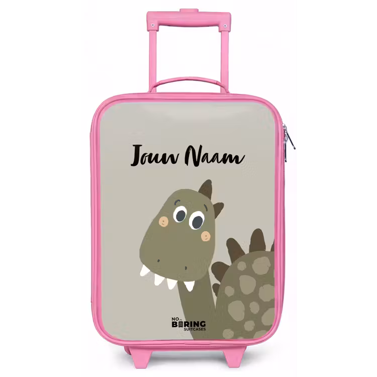 Kinderkoffer met naam - Roze - Danny dino — 1