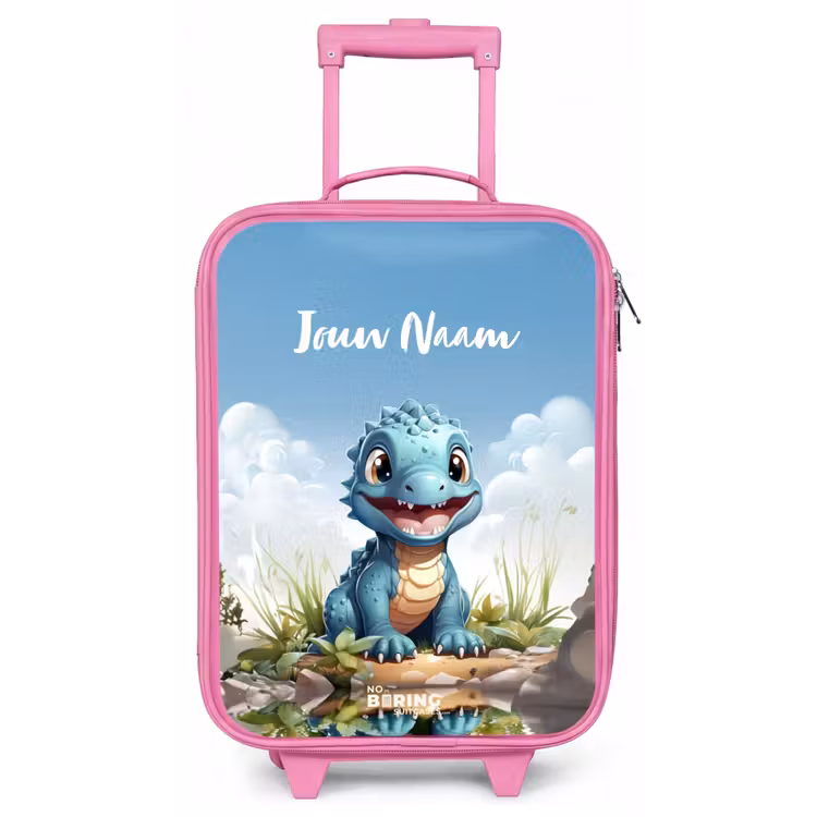 Kinderkoffer met naam - Roze - Darius Dino — 1