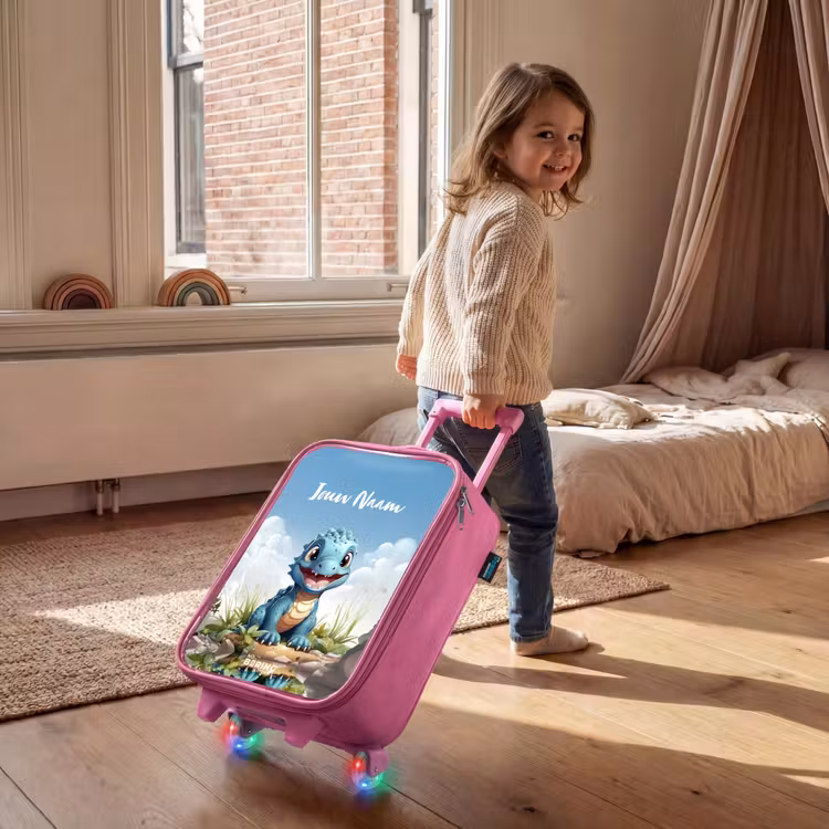 Kinderkoffer met naam - Roze - Darius Dino — 3