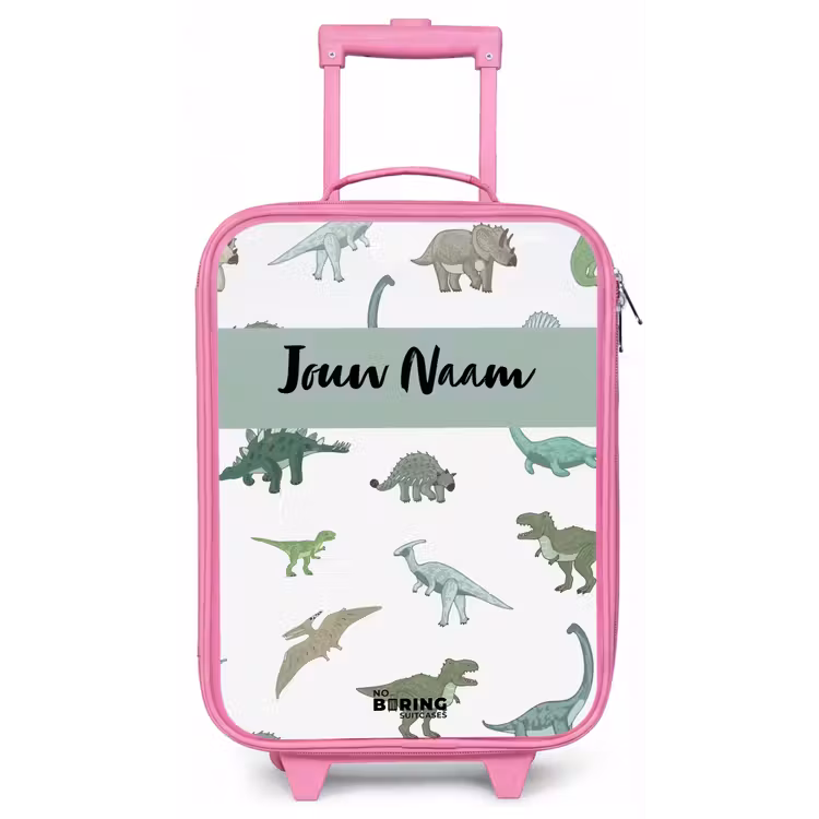 Kinderkoffer met naam - Roze - Dino Dynastie — 1