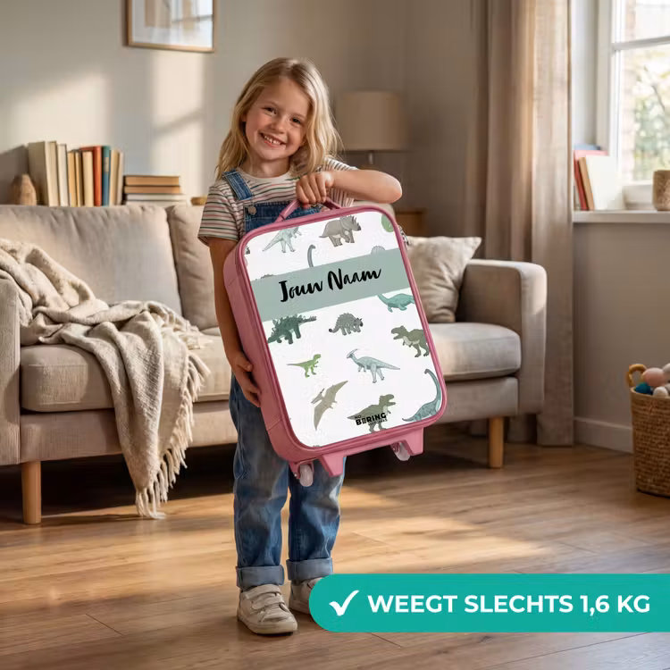 Kinderkoffer met naam - Roze - Dino Dynastie — 2