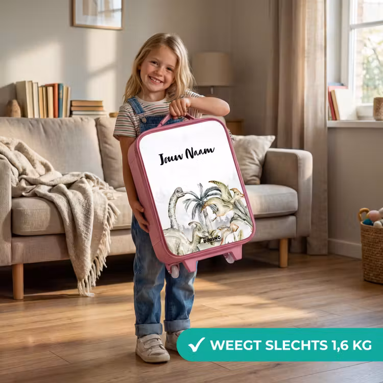Kinderkoffer met naam - Roze - Dino Jungle — 2