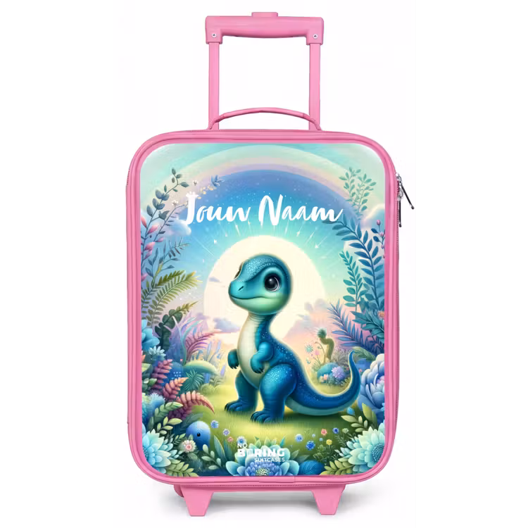 Kinderkoffer met naam - Roze - Django Dino — 1