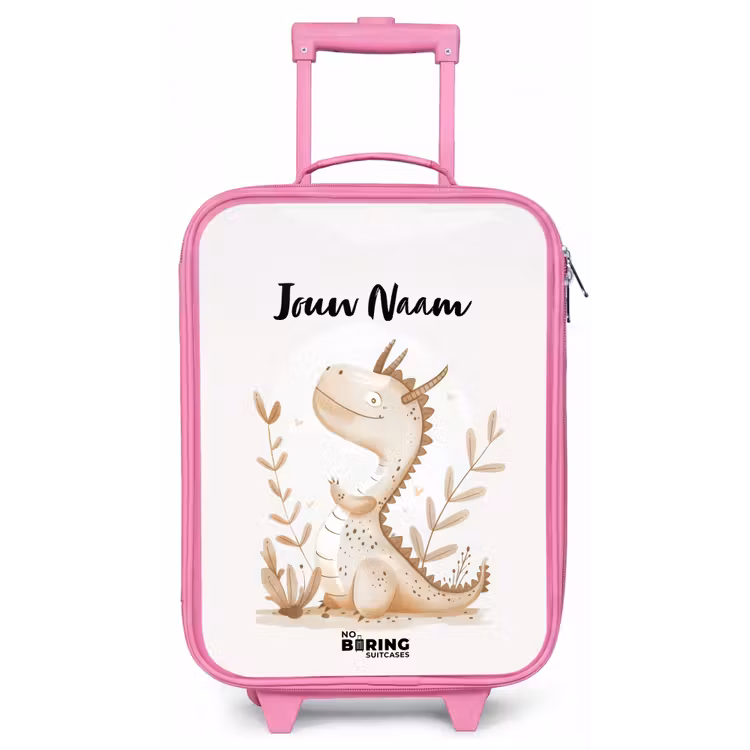 Kinderkoffer met naam - Roze - Dobby draakje — 1