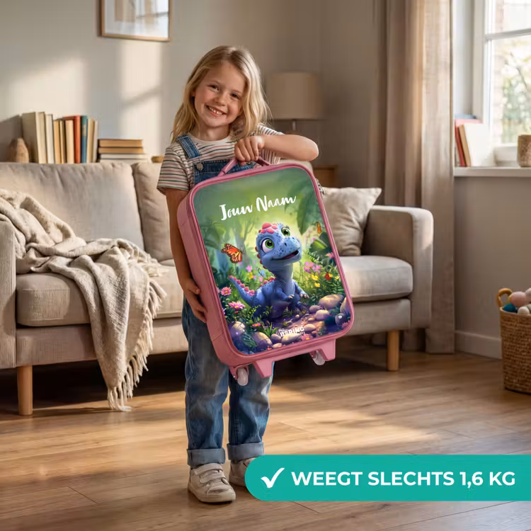 Kinderkoffer met naam - Roze - Donny Dino — 2