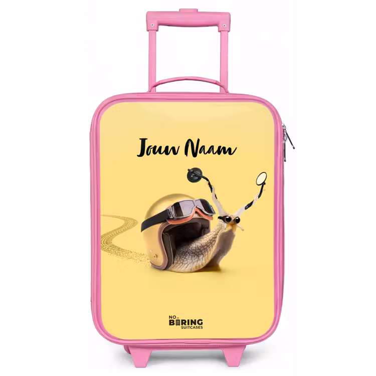 Kinderkoffer met naam - Roze - Escar-Go - Geel — 1