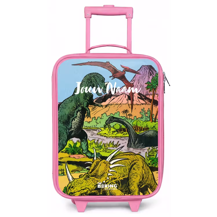 Kinderkoffer met naam - Roze - Feest in Dinosaurusland — 1