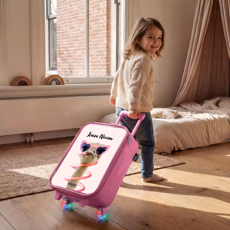 Kinderkoffer met naam - Roze - Sierk Struisvogel Roze — 3