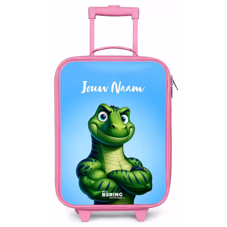 Kinderkoffer met naam - Roze - Spierbundelsaurus — 1