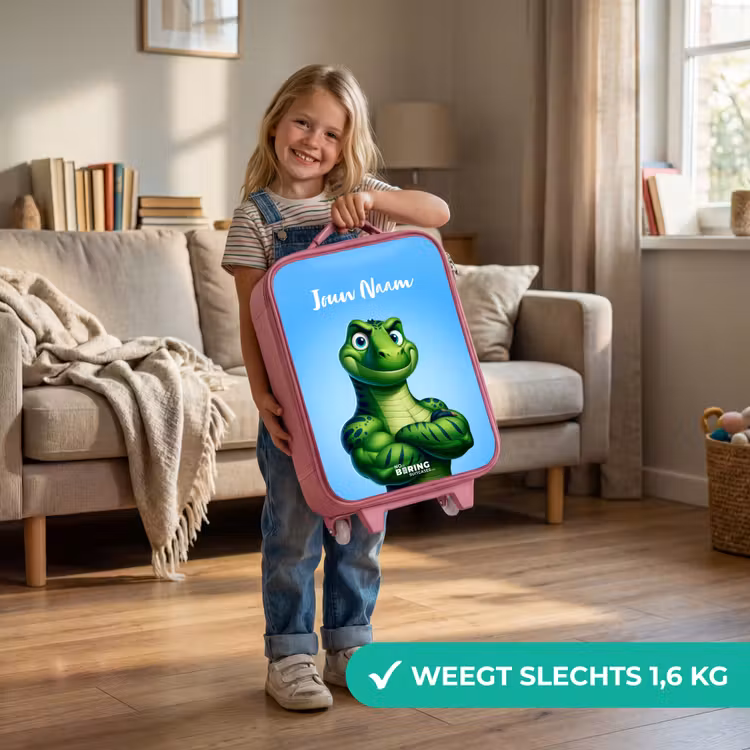 Kinderkoffer met naam - Roze - Spierbundelsaurus — 2
