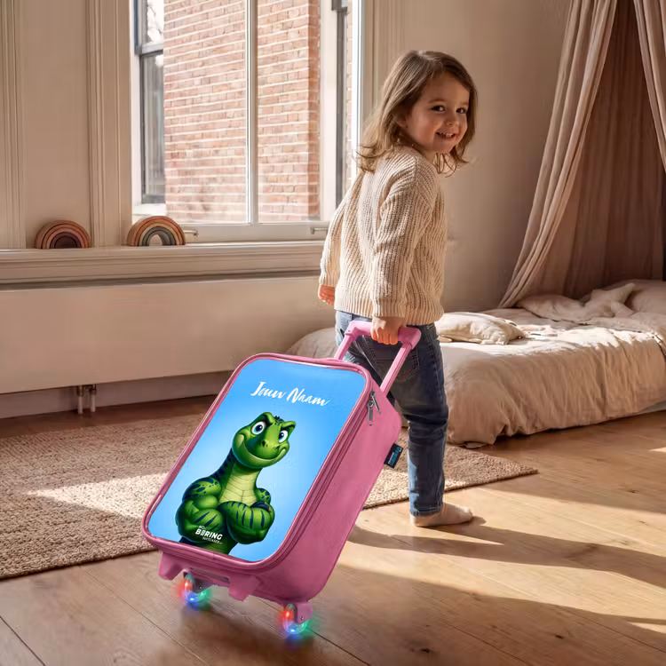 Kinderkoffer met naam - Roze - Spierbundelsaurus — 3