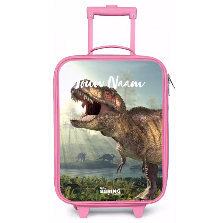 Kinderkoffer met naam - Roze - Thijs Tyrannosaurus — 1