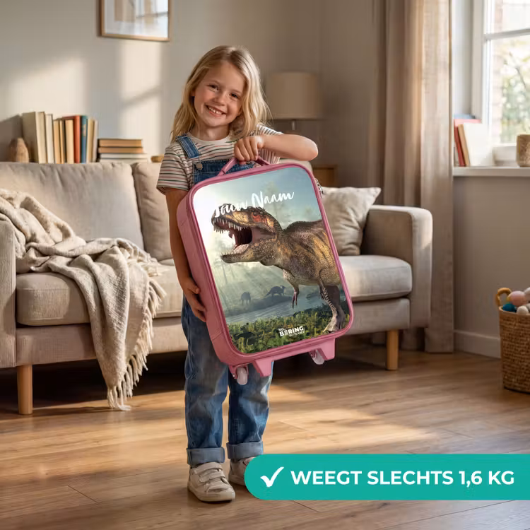 Kinderkoffer met naam - Roze - Thijs Tyrannosaurus — 2