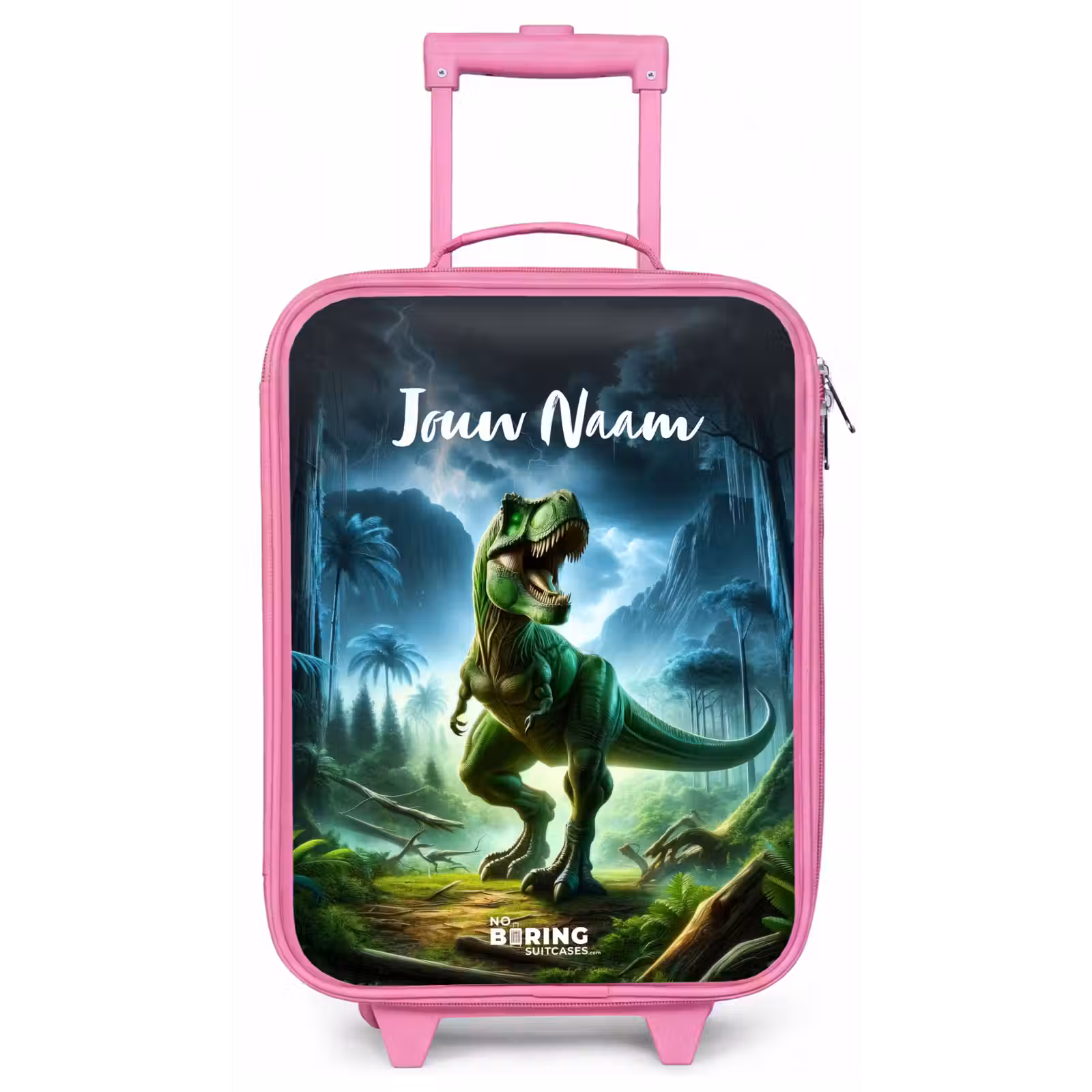 Kinderkoffer met naam - Roze - Junglosaurus — 1