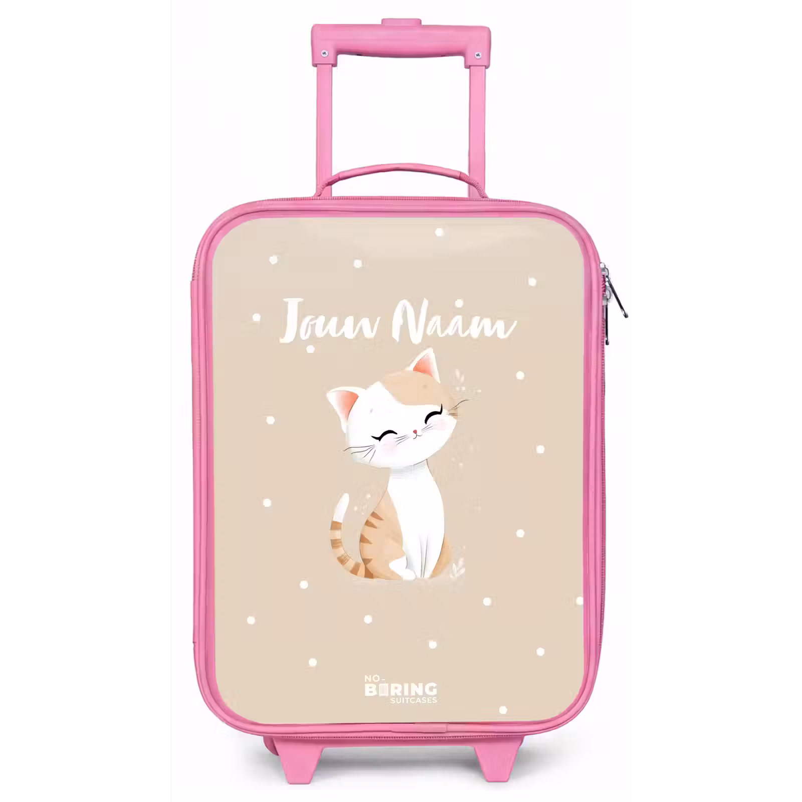 Kinderkoffer - Roze - Kat omringd door beige stippen — 1