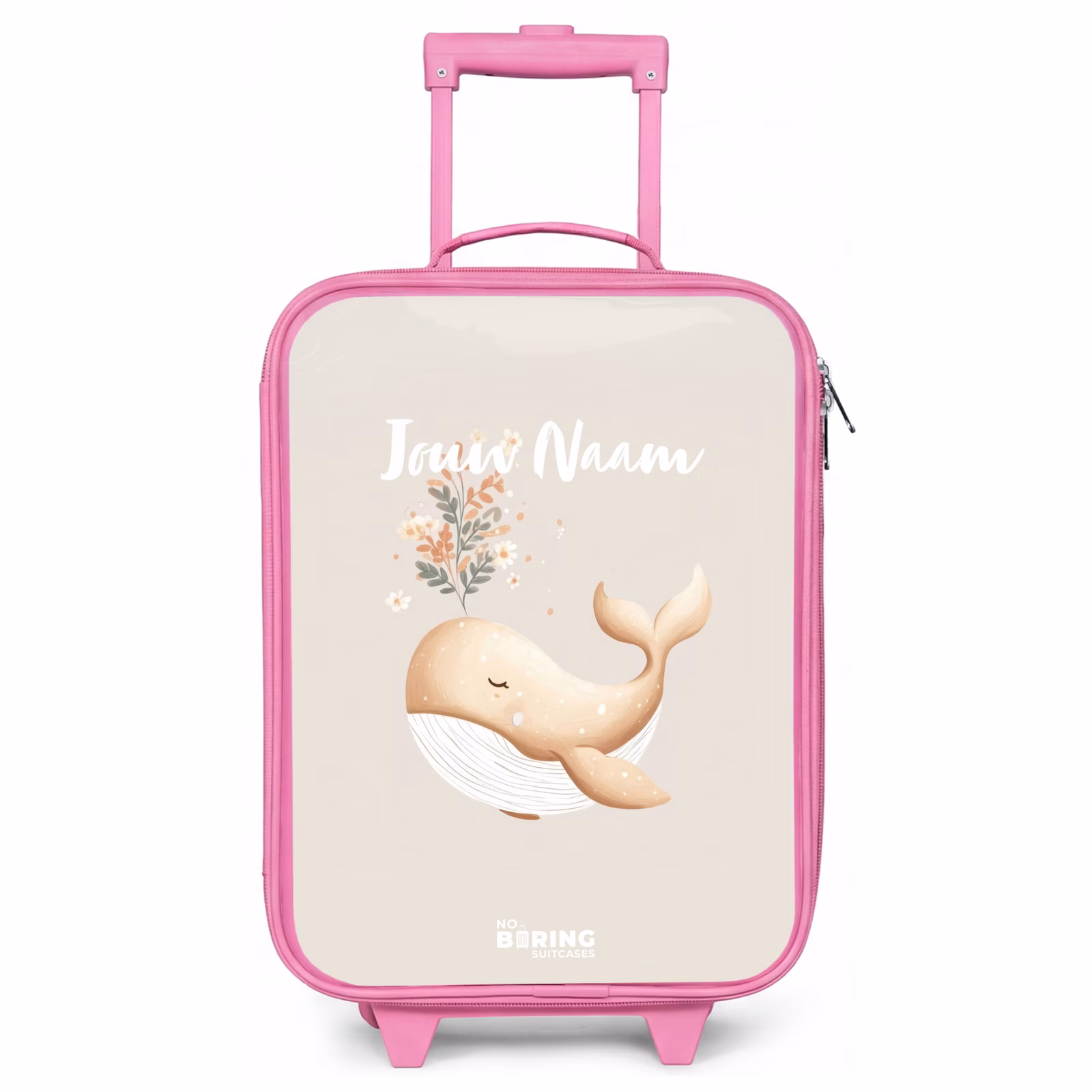 Kinderkoffer - Roze - Walvis in pastel beige kleuren — 1