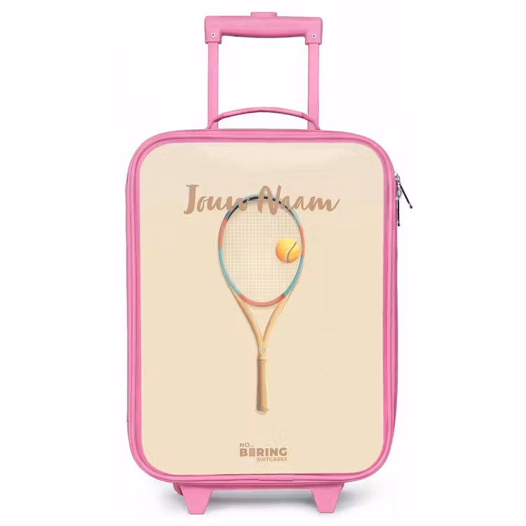 Kinderkoffer - Roze - Een tennisracket in beige tinten — 1