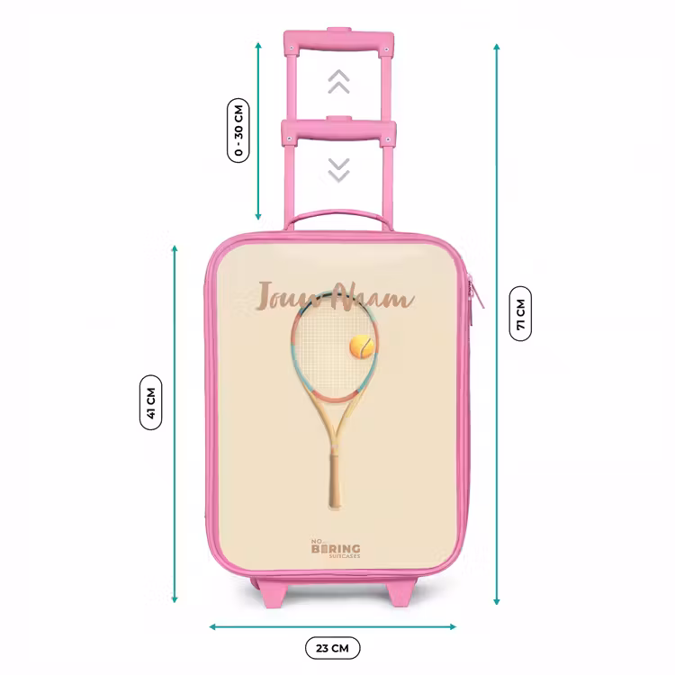 Kinderkoffer - Roze - Een tennisracket in beige tinten — 5