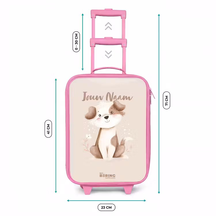 Kinderkoffer - Roze - Hond in de kleuren bruin en beige — 5