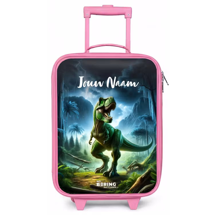Kinderkoffer met naam - Roze - Junglosaurus — 1