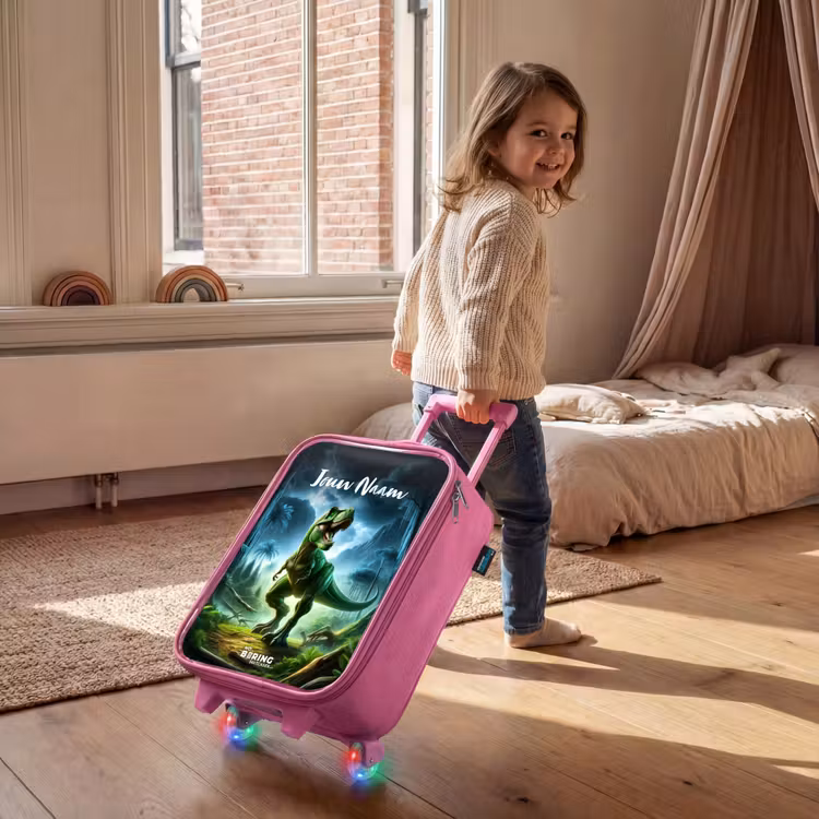 Kinderkoffer met naam - Roze - Junglosaurus — 3