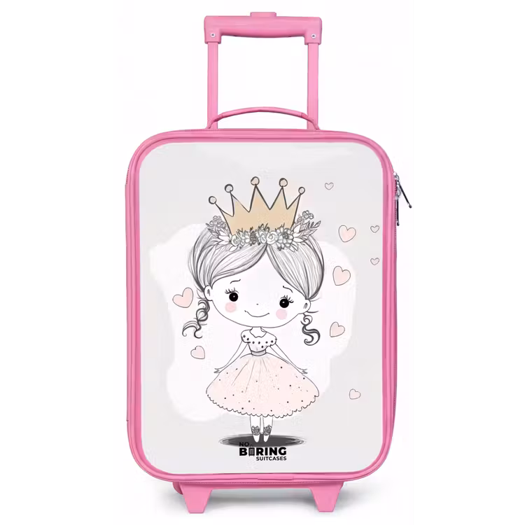 Kinderkoffer - Roze - Prinses met kroon en roze hartjes — 1