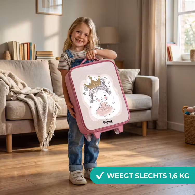 Kinderkoffer - Roze - Prinses op gekleurde achtergrond met hartjes — 2