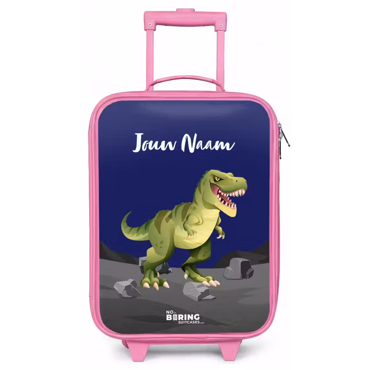 Kinderkoffer met naam - Roze - Tjibbe T-Rex — 1