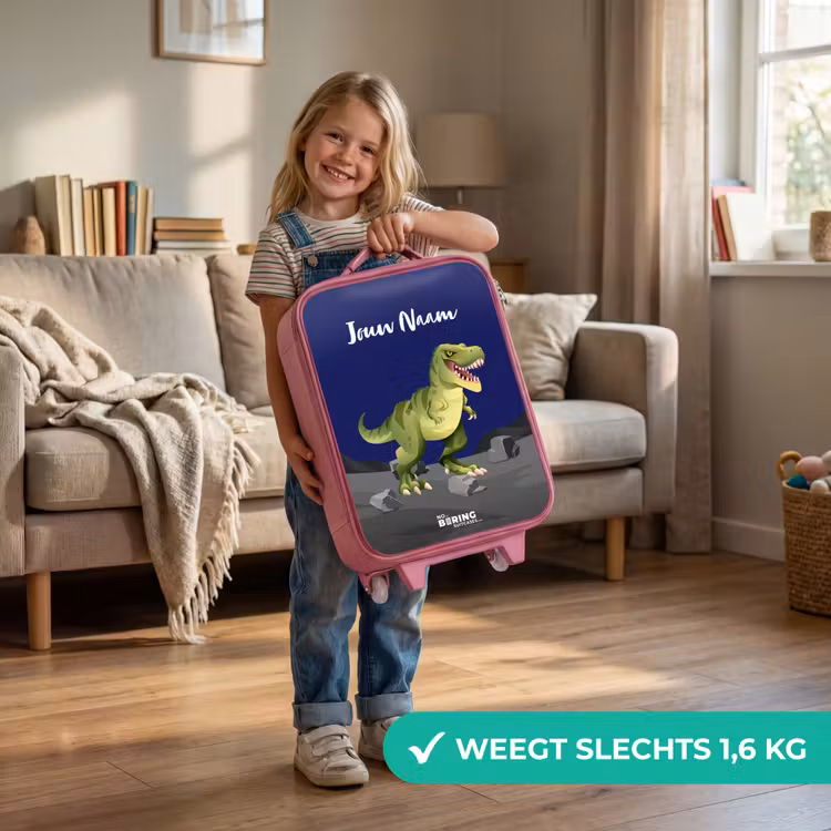 Kinderkoffer met naam - Roze - Tjibbe T-Rex — 2
