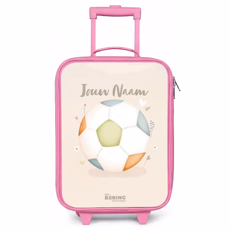 Kinderkoffer - Roze - Voetbal in beige pastel kleuren — 1