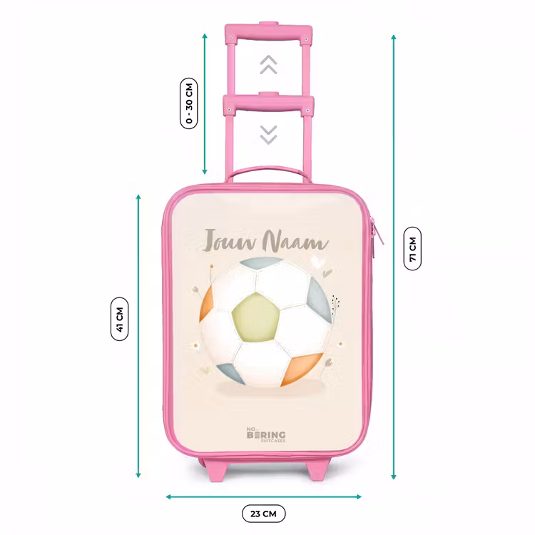 Kinderkoffer - Roze - Voetbal in beige pastel kleuren — 5