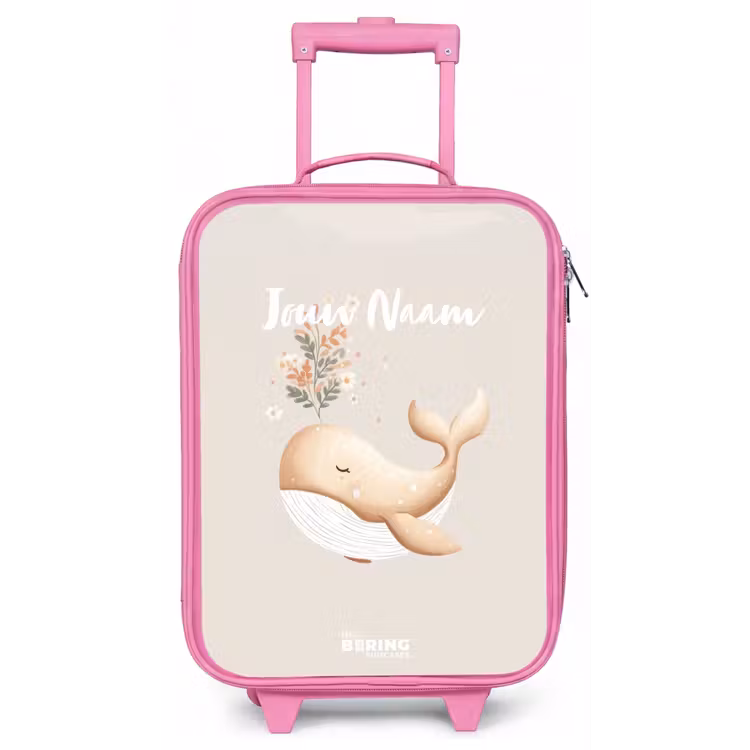 Kinderkoffer - Roze - Walvis in pastel beige kleuren — 1