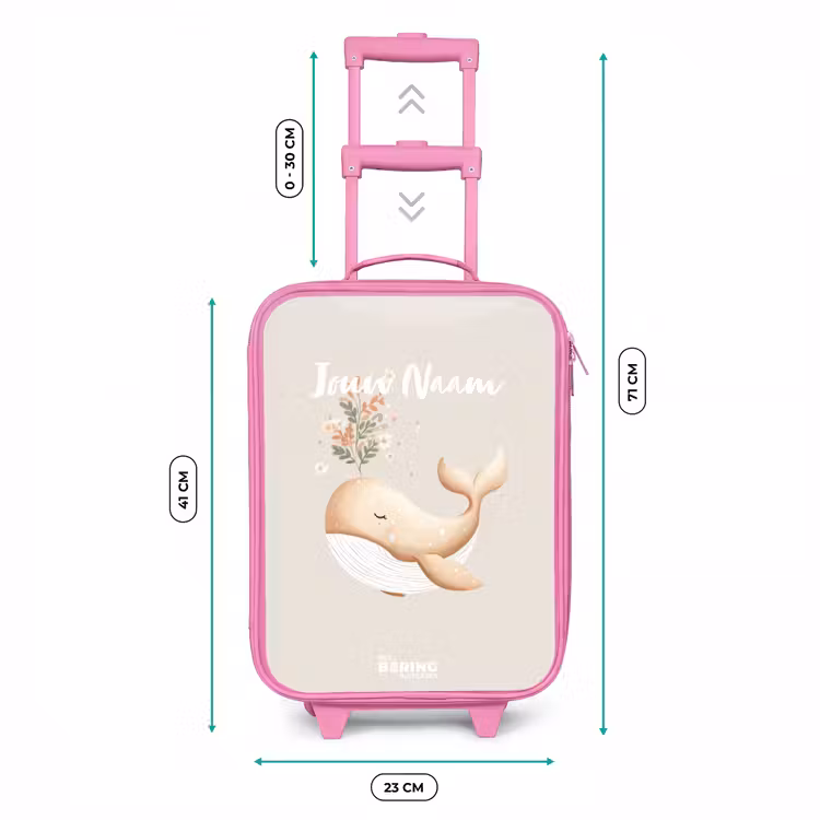 Kinderkoffer - Roze - Walvis in pastel beige kleuren — 5