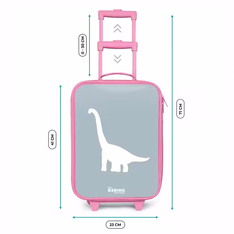 Kinderkoffer - Roze - Blauw met Brachiosaurus dino — 5