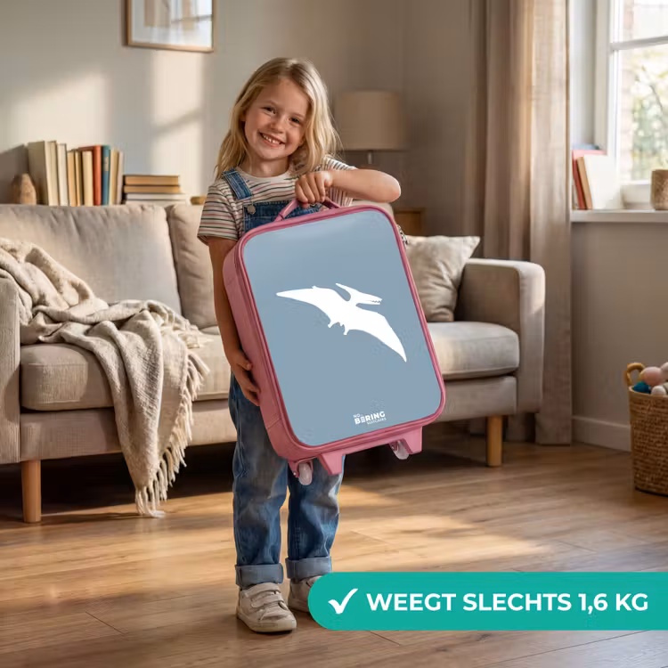 Kinderkoffer - Roze - Blauw met Pteranodon dino — 2
