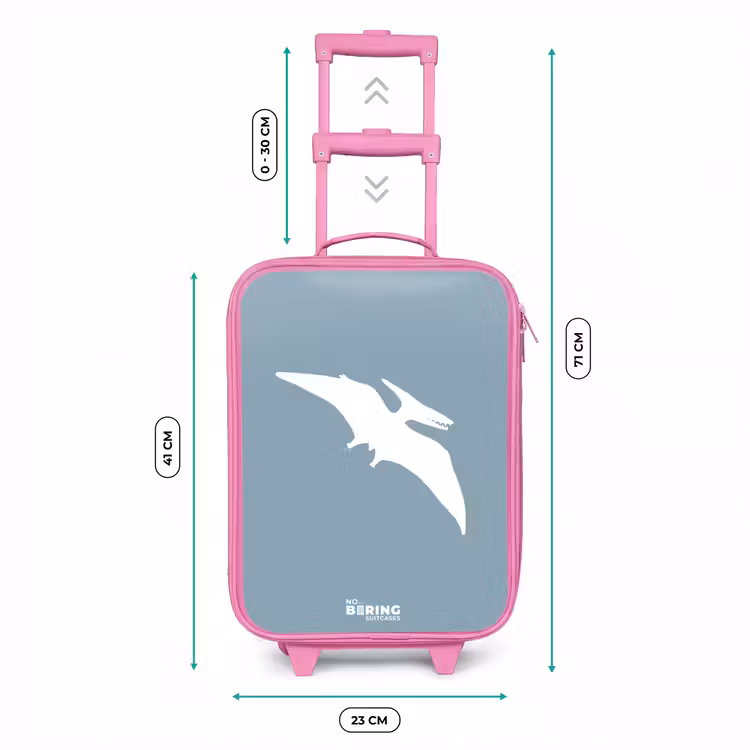 Kinderkoffer - Roze - Blauw met Pteranodon dino — 5