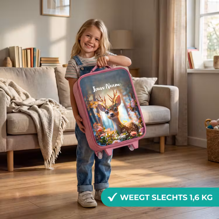 Kinderkoffer met naam - Roze - Bo bloemengewei — 2