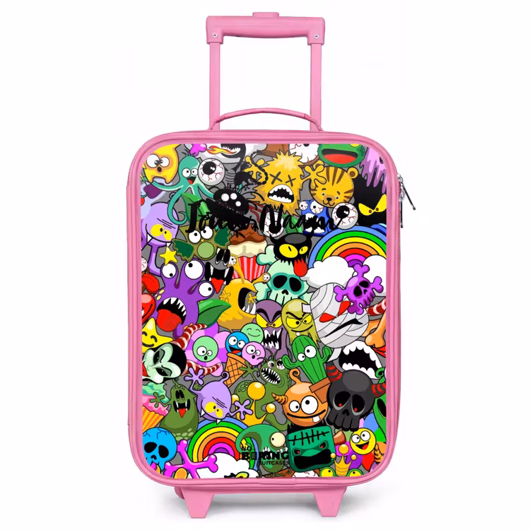 Kinderkoffer - Roze - Chaotisch kleurrijk monster patroon — 1