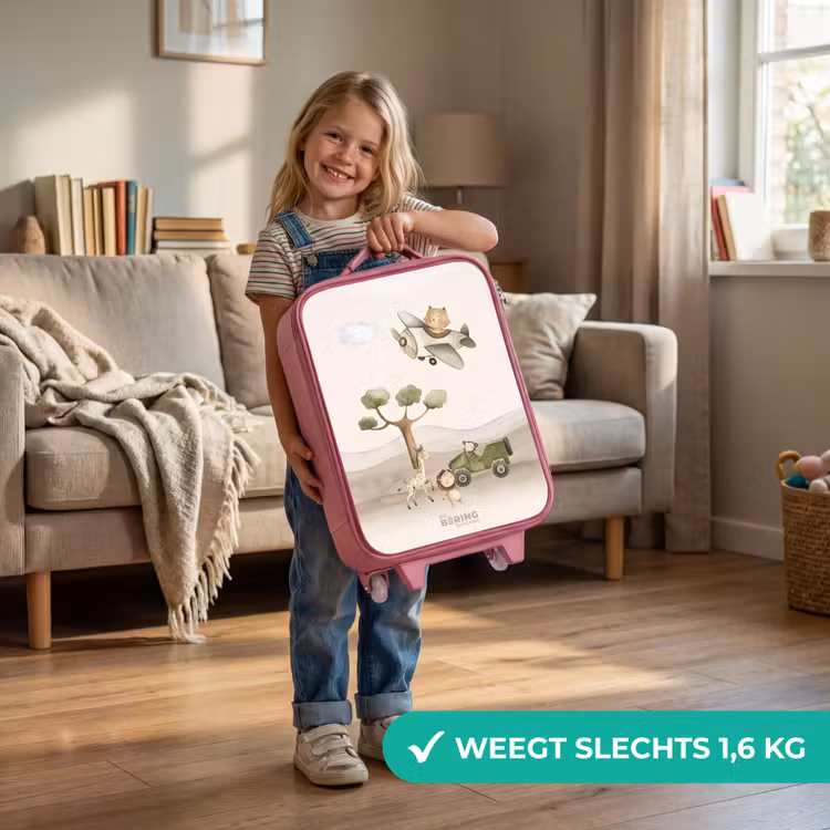 Kinderkoffer - Roze - Dieren op safari — 2