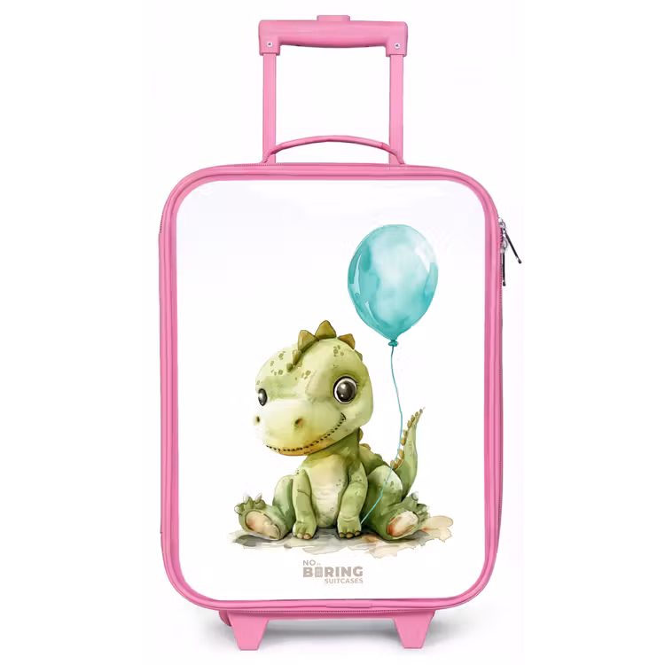 Kinderkoffer - Roze - Dino met blauwe ballon — 1