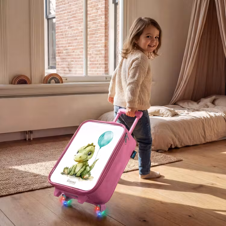 Kinderkoffer - Roze - Dino met blauwe ballon — 3