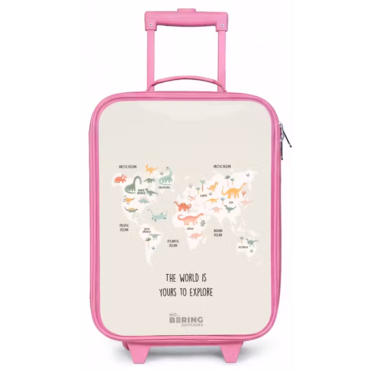 Kinderkoffer - Roze - Dino wereldkaart — 1