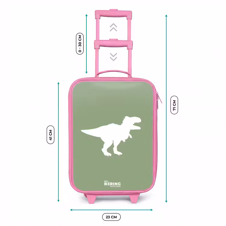 Kinderkoffer - Roze - Groen met T-rex dino — 5