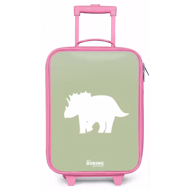 Kinderkoffer - Roze - Groen met Triceratops dino — 1