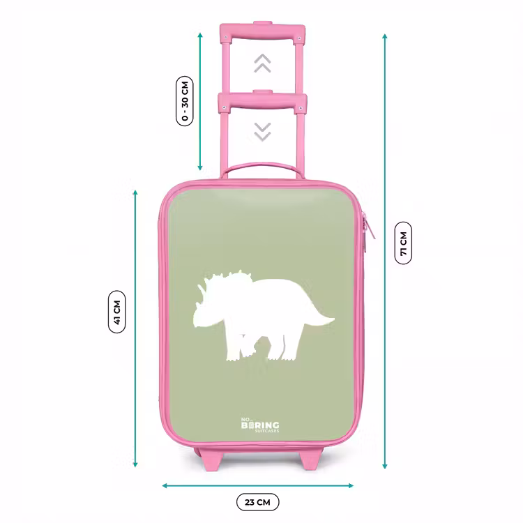 Kinderkoffer - Roze - Groen met Triceratops dino — 5