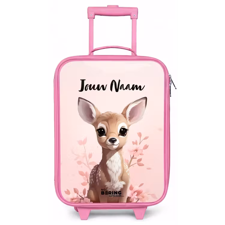 Kinderkoffer met naam - Roze - Hedwig hertje — 1
