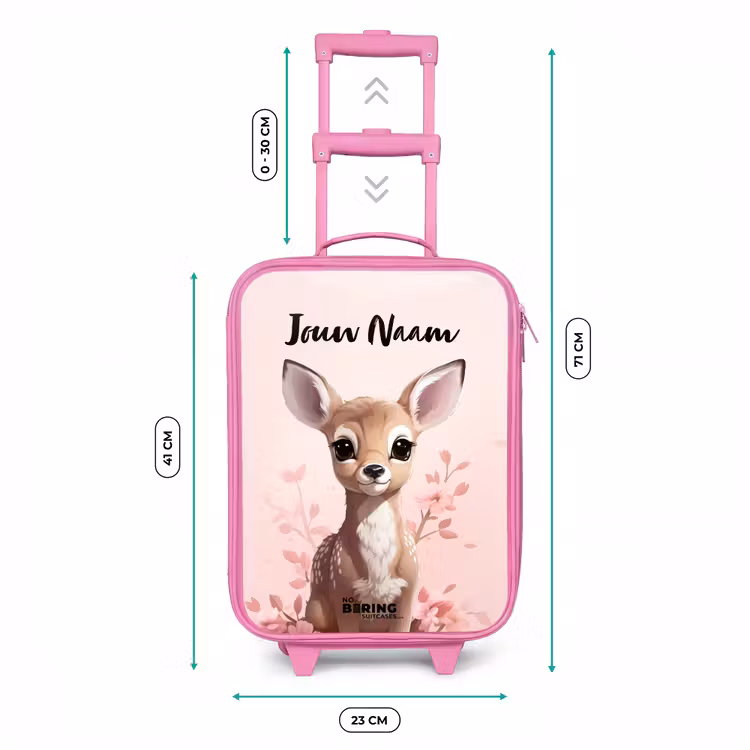Kinderkoffer met naam - Roze - Hedwig hertje — 5