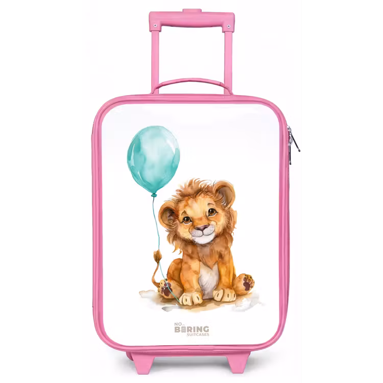 Kinderkoffer - Roze - Leeuw met blauwe ballon — 1