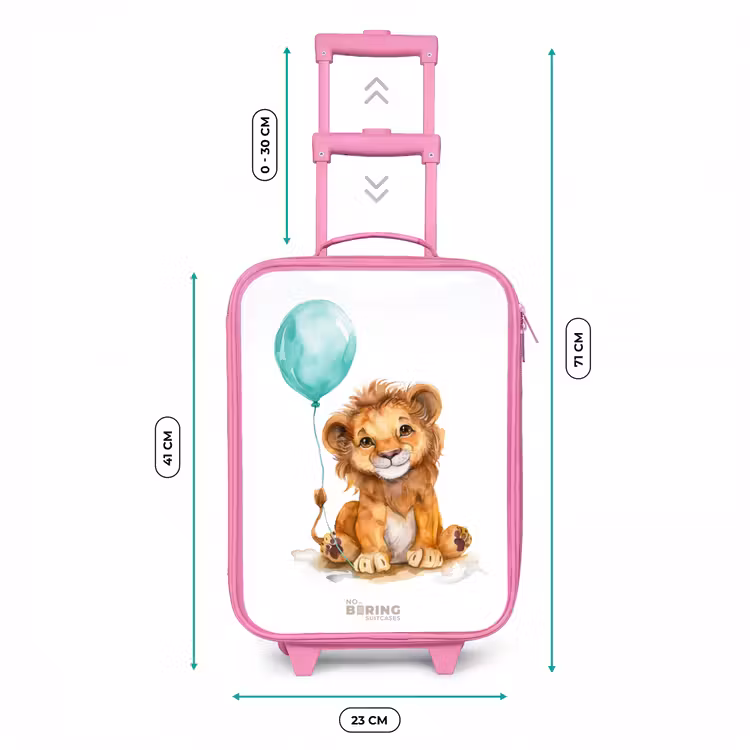 Kinderkoffer - Roze - Leeuw met blauwe ballon — 5