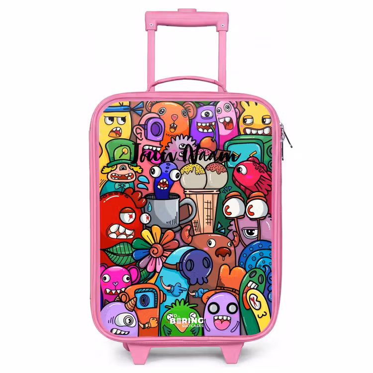 Kinderkoffer - Roze - Monsters, bloemen en ijsje patroon — 1